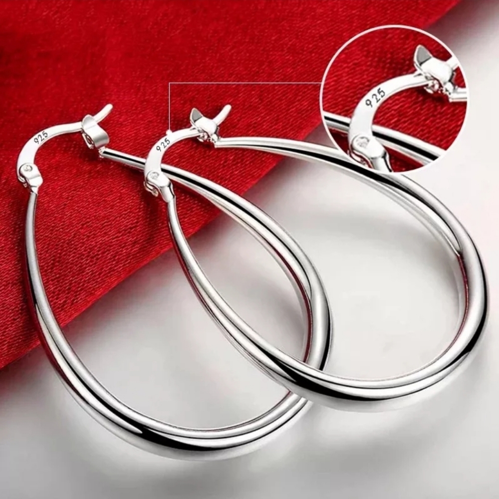 Classic Silver Hoops - Picture 2 of 3